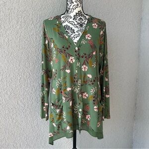 Logo by Lori Goldstein Floral Button Front Cardigan Size M